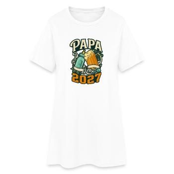 Futur Papa 2027 - Cadeau Bière et Biberon - Robe T-shirt Femme - blanc - Devant