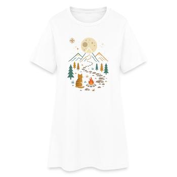Wanderkatze – Outdoor-Abenteuer - Frauen T-Shirt-Kleid - Weiß - Vorne