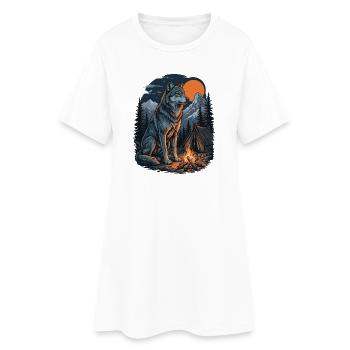 Loup de randonnée - Aventure en plein air - Robe T-shirt Femme - blanc - Devant