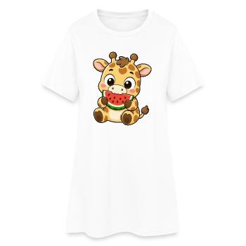 Biscuit Kawaii de dessins animés girafes mignons - Robe T-shirt Femme - blanc - Devant