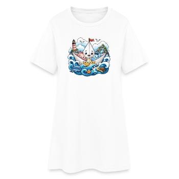 Paper Boat Sea Adventure - Women’s T-Shirt Dress - white - Front