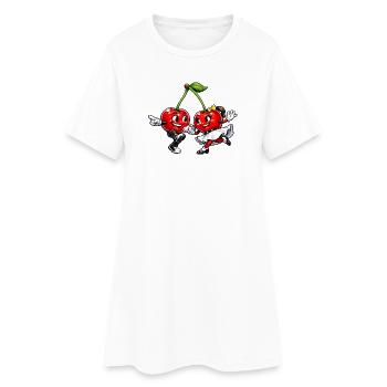 Cerises dansantes - Robe T-shirt Femme - blanc - Devant