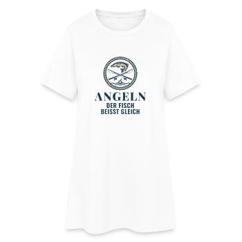 Angeln Der Fisch Beisst Gleich Angler Geschenk - Frauen T-Shirt-Kleid - Weiß - Vorne