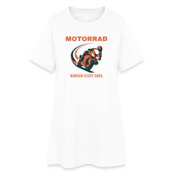 Motorrad Kurven Statt Sofa Biker Geschenk - Frauen T-Shirt-Kleid - Weiß - Vorne
