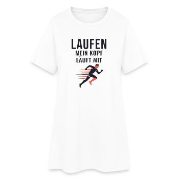 Laufen Mein Kopf Läuft Mit Läufer Geschenk - Frauen T-Shirt-Kleid - Weiß - Vorne
