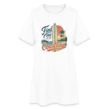 Find me at the coastline - Women’s T-Shirt Dress - white - Front