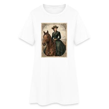Woman in crotch green dress - Women’s T-Shirt Dress - white - Front
