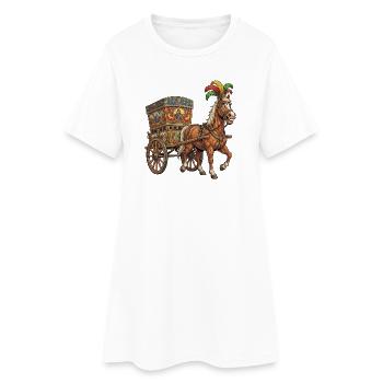 Muscular Horse , Sicilian Cart - Women’s T-Shirt Dress - white - Front