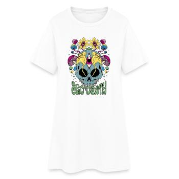 Psytrance Skull Ego Death - Rave outfit festival - Women’s T-Shirt Dress - white - Front