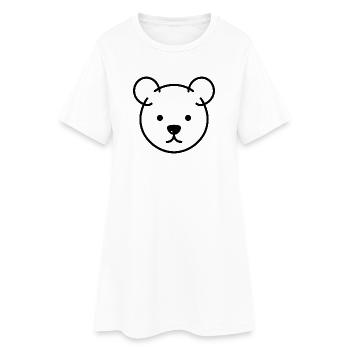 Bärenkopf One Line – minimalistisches Logo Motiv - Frauen T-Shirt-Kleid - Weiß - Vorne