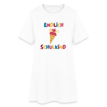 Endlich Schulkind mit Schultüte - Frauen T-Shirt-Kleid - Weiß - Vorne