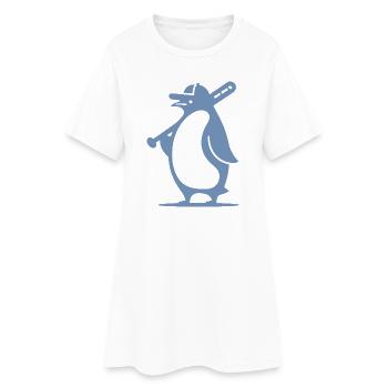Pinguin Baseballspieler Silhouette - Frauen T-Shirt-Kleid - Weiß - Vorne