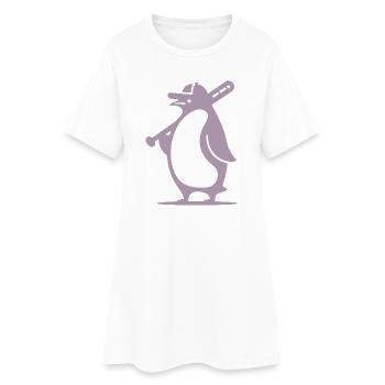 Pinguin Baseballspieler Silhouette - Frauen T-Shirt-Kleid - Weiß - Vorne
