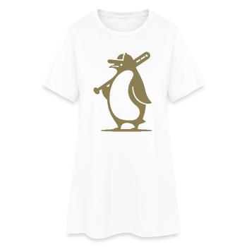 Penguin Baseball Player Silhouette - Women’s T-Shirt Dress - white - Front
