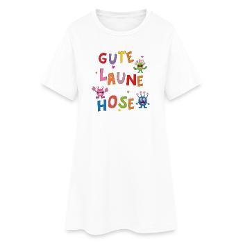Gute Laune Hose  - Frauen T-Shirt-Kleid - Weiß - Vorne