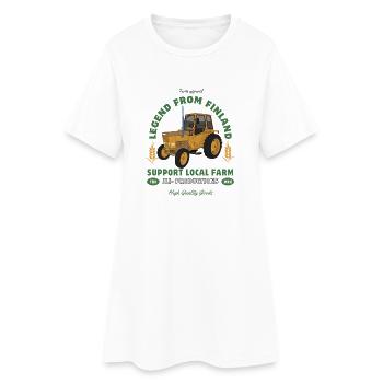 Finnischer Bauernhof-Legendentraktor - Frauen T-Shirt-Kleid - Weiß - Vorne