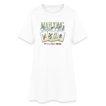 Mahjong Social Club Club Fliesen-Ding - Frauen T-Shirt-Kleid - Weiß - Vorne