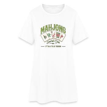 Mahjong-Spiel Sozialclub-Mahjong-Spieler - Frauen T-Shirt-Kleid - Weiß - Vorne