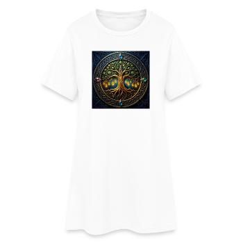 Mystic Tree mit Juwelen und Knoten - Frauen T-Shirt-Kleid - Weiß - Vorne