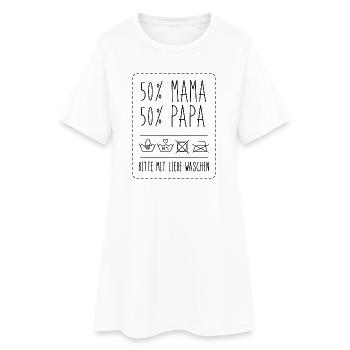 50 % Mama Papa Waschanleitung lustiger Spruch - Frauen T-Shirt-Kleid - Weiß - Vorne