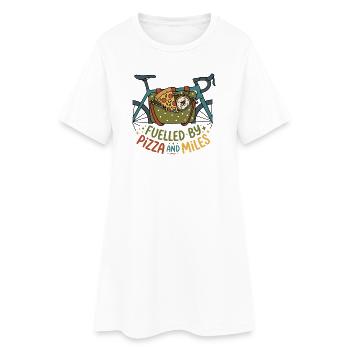 Fuelled By Pizza And Miles Bikepacking - Women’s T-Shirt Dress - white - Front