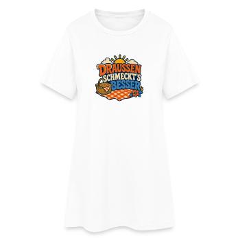 Draussen schmeckt's besser - Frauen T-Shirt-Kleid - Weiß - Vorne