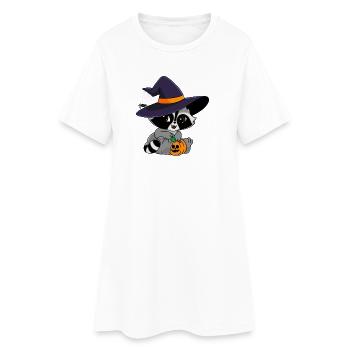 Snuggles the raccoon in Halloween costume. - Women’s T-Shirt Dress - white - Front