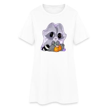Snuggles der Waschbär im Geisterkostüm - Frauen T-Shirt-Kleid - Weiß - Vorne