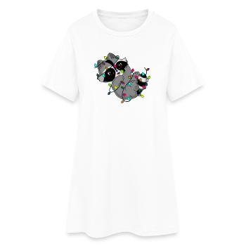 Snuggles the raccoon and the fairy lights - Women’s T-Shirt Dress - white - Front