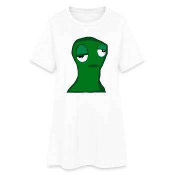 Tired Green Character – Minimalist Cartoon, Frus - Women’s T-Shirt Dress - white - Front