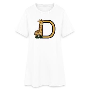 Giraffe with letter D - Women’s T-Shirt Dress - white - Front