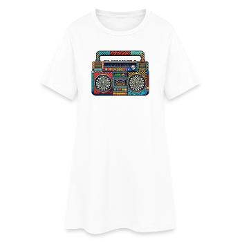 Colorful Retro Boombox Pattern - Women’s T-Shirt Dress - white - Front