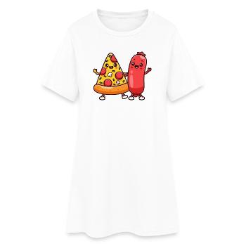 Pizza Slice and Sausage Friends - Women’s T-Shirt Dress - white - Front