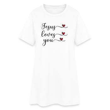 Jesus loves you cute Typography with a Heart - Women’s T-Shirt Dress - white - Front