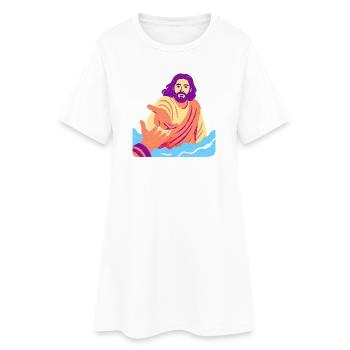Jesus – Retro Pop Art - Frauen T-Shirt-Kleid - Weiß - Vorne