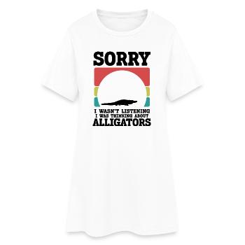 Alligator Silhouette Humor - Women’s T-Shirt Dress - white - Front