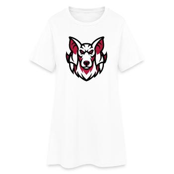 Weisser Wolf Maskottchen - Frauen T-Shirt-Kleid - Weiß - Vorne