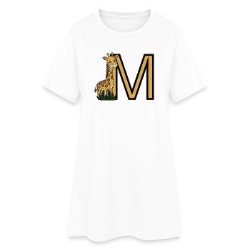 Giraffen M Initialen Design - Frauen T-Shirt-Kleid - Weiß - Vorne
