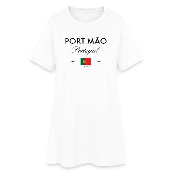 Portimao Portugal Koordinaten Reise Souvenir - Frauen T-Shirt-Kleid - Weiß - Vorne