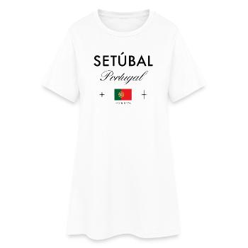 Setubal Portugal Koordinaten Reise Souvenir - Frauen T-Shirt-Kleid - Weiß - Vorne