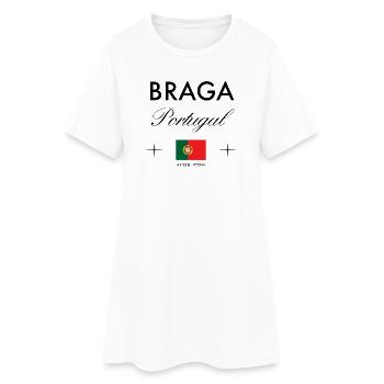Braga Portugal Koordinaten Reise Souvenir - Frauen T-Shirt-Kleid - Weiß - Vorne