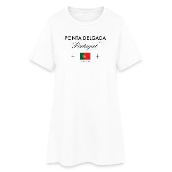 Ponta Delgada Portugal Koordinaten Reise Souvenir - Frauen T-Shirt-Kleid - Weiß - Vorne