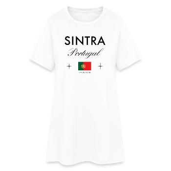 Sintra Portugal Koordinaten Reise Souvenir - Frauen T-Shirt-Kleid - Weiß - Vorne