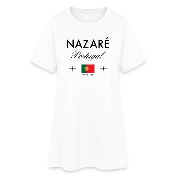 Nazare Portugal Koordinaten Reise Souvenir - Frauen T-Shirt-Kleid - Weiß - Vorne