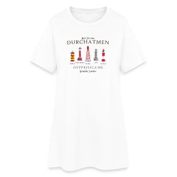 Ostfriesland, handgezeichnete Leuchttürme - Frauen T-Shirt-Kleid - Weiß - Vorne