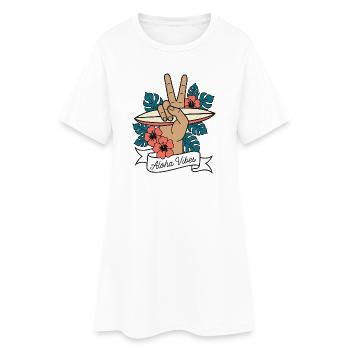 Aloha Vibes Surfing Peace Hand Hawaii - Women’s T-Shirt Dress - white - Front
