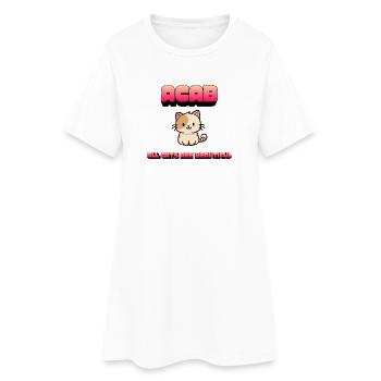 Süße Katzenliebhaber-Kleidung – Alle Katzen sind wunderschön - Frauen T-Shirt-Kleid - Weiß - Vorne