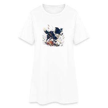 Hound in Colorful Meadow - Women’s T-Shirt Dress - white - Front