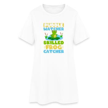 Frog Catcher Puddle Watcher Skilled Frog - Women’s T-Shirt Dress - white - Front