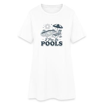 Ich pinkle in Pools - Frauen T-Shirt-Kleid - Weiß - Vorne